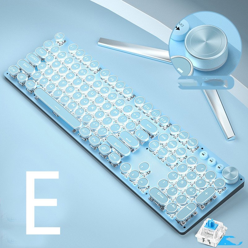 Wireless Mechanical Keyboard Mouse Set Game Office Retro