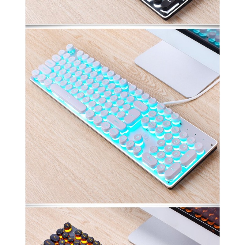 Wired Gaming Keyboard Manipulator Computer Desktop Home Punk Retro Luminous Keyboard