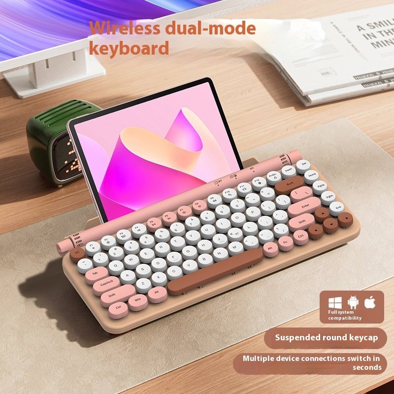 New Dual-mode Bluetooth Keyboard 24g Wireless Blue...