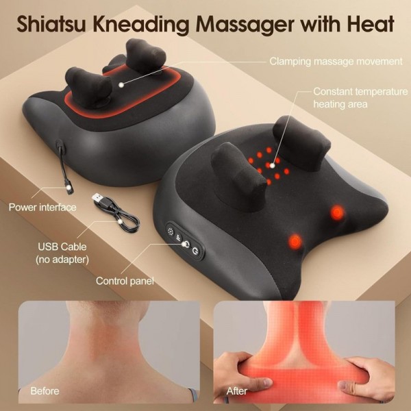 Neck Massager Shoulder And Neck Massage Pillow Lum...