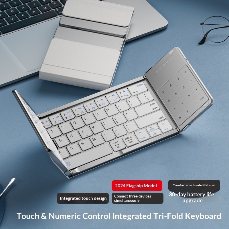 Tri-fold Keyboard, Wireless Bluetooth Foldable Mini Keyboard, Suitable For Desktop PC Sets