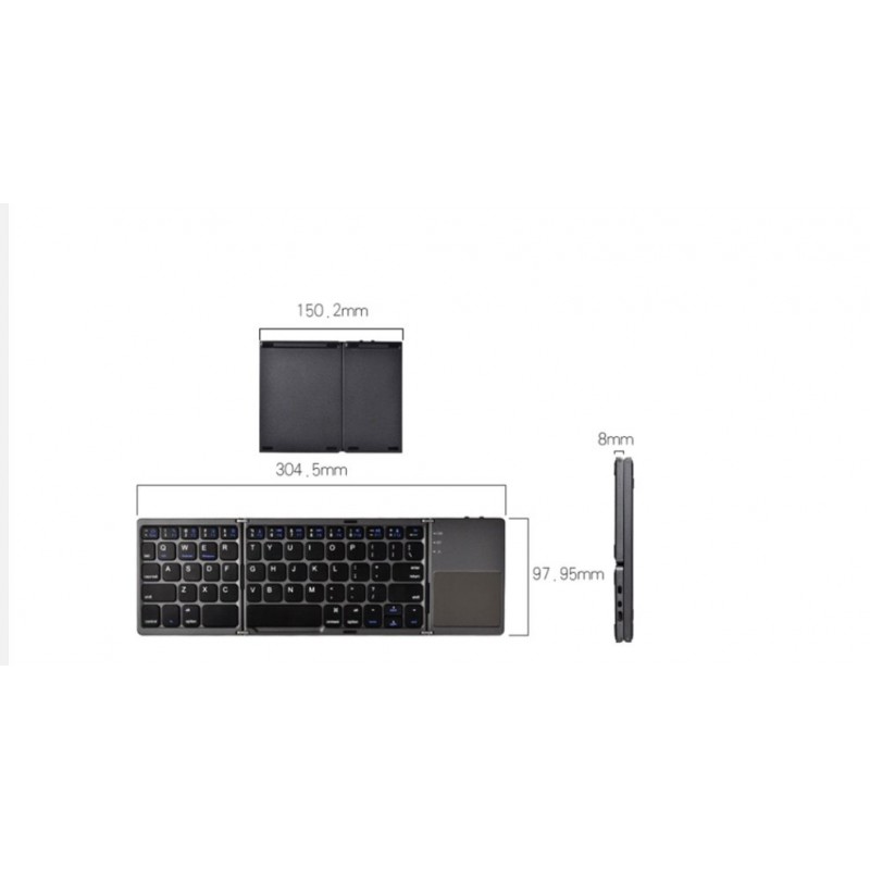 Mini Tri-fold Bluetooth Keyboard For Mobile Phone Computer Portable Wireless Thin Touch Universal