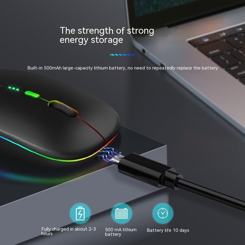 Bluetooth Dual-mode Wireless Mouse Charging Mute Power Display