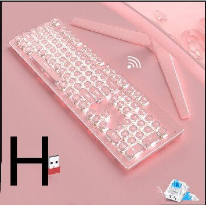 Wireless Mechanical Keyboard Mouse Set Game Office Retro