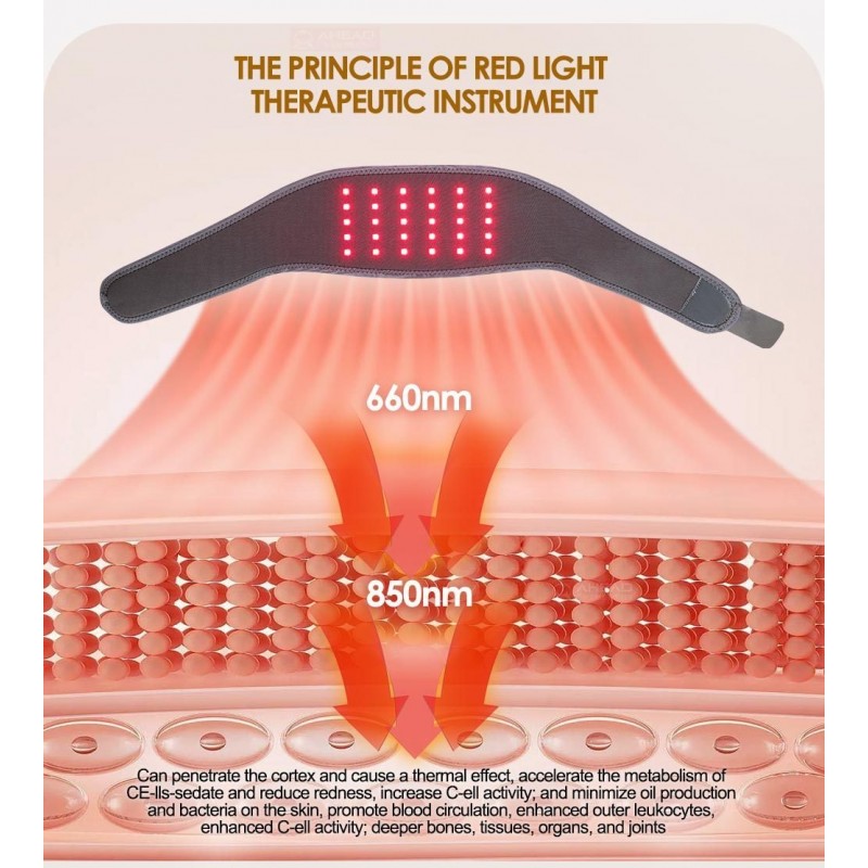 LED Far Infrared Phototherapy Neck Massager Hot Compress Warm Red Light Belt