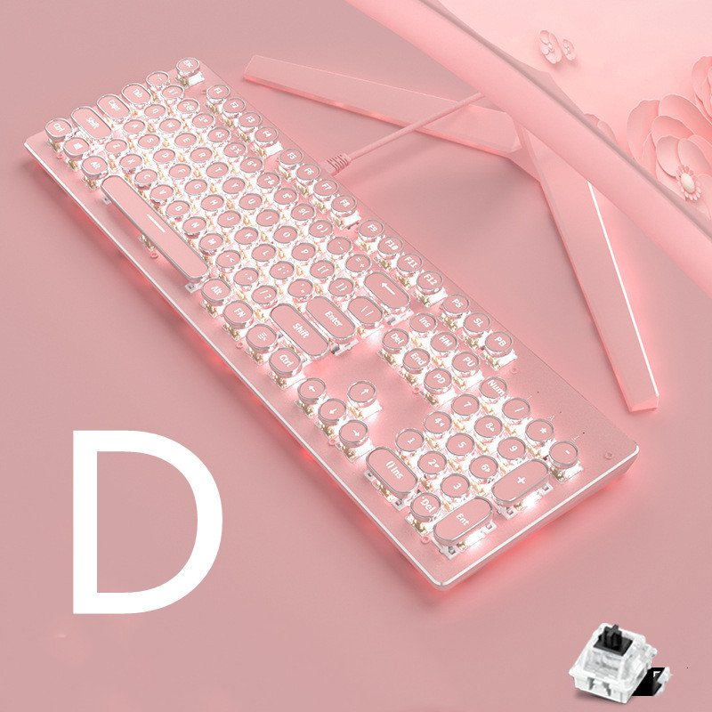 Wireless Mechanical Keyboard Mouse Set Game Office Retro