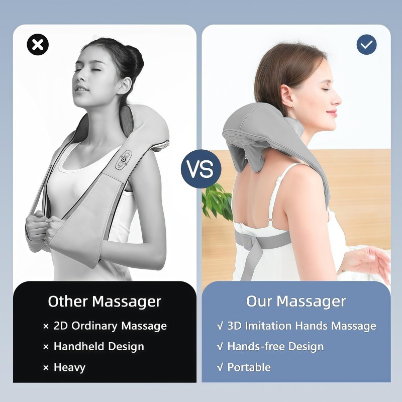 Neck And Shoulder Massager, Shiatsu, Kneading With Heat And 2 Modes