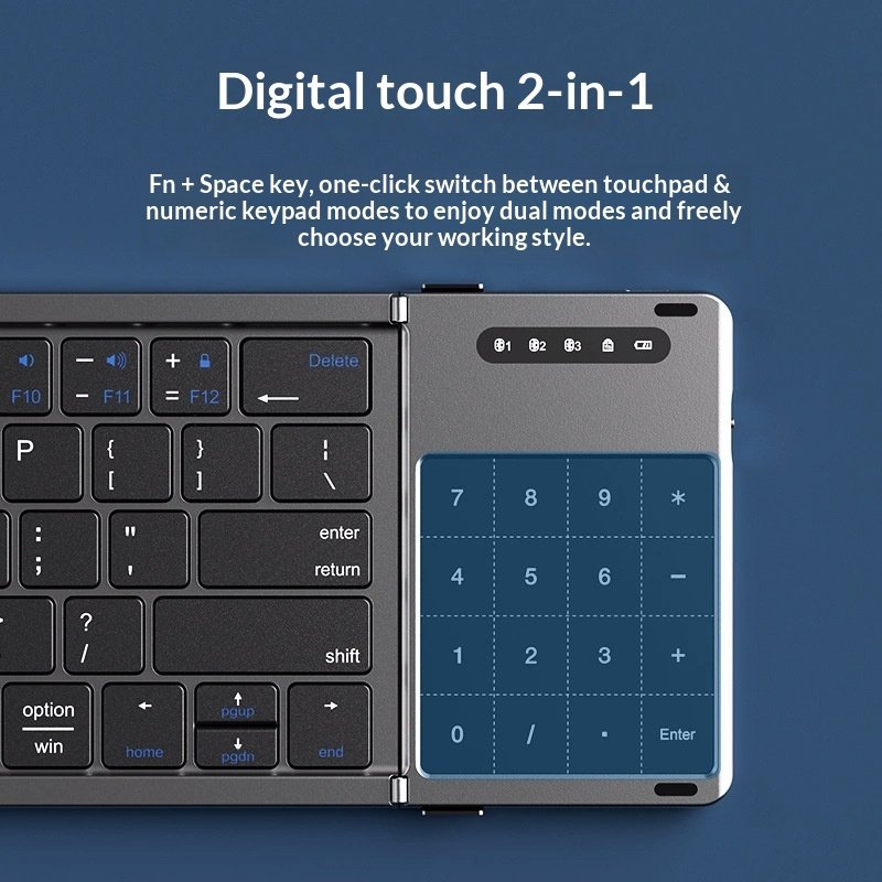 Tri-fold Keyboard, Wireless Bluetooth Foldable Mini Keyboard, Suitable For Desktop PC Sets