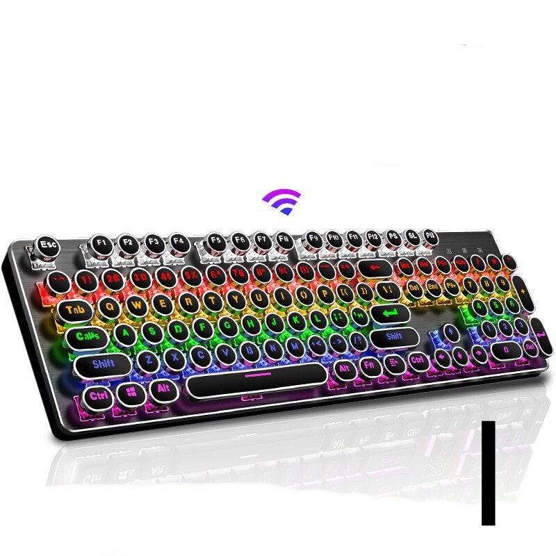 Wireless Mechanical Keyboard Mouse Set Game Office Retro