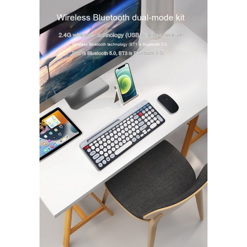 Macarons Dual-mode Wireless Bluetooth Keyboard Mouse Suit